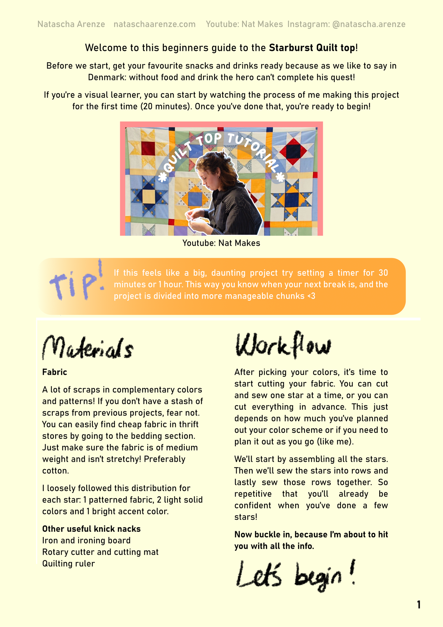 Starburst Quilt Top Guide: For Beginners